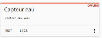 Capteur d'eau Offline dans ESPHome Builder