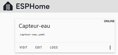Capteur d'eau pour Home assistant en ligne
